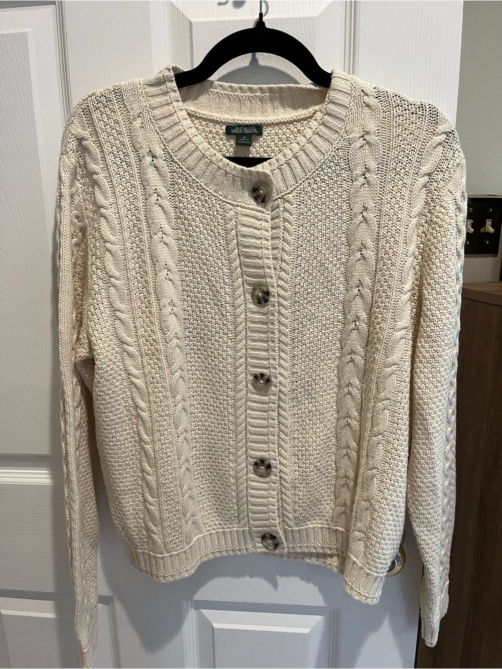 wild fable Cream Cable-Knit Button Cardigan